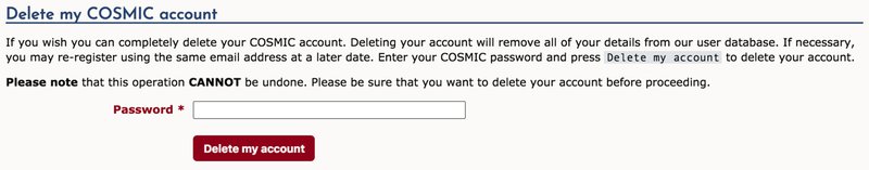 Delete my COSMIC account